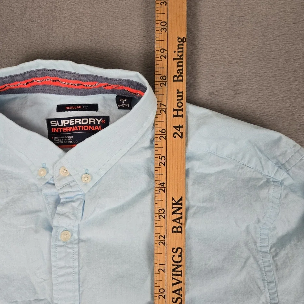 Superdry Button Down Shirt Mens Medium‎ Loght Blue Dress Long Sleeve